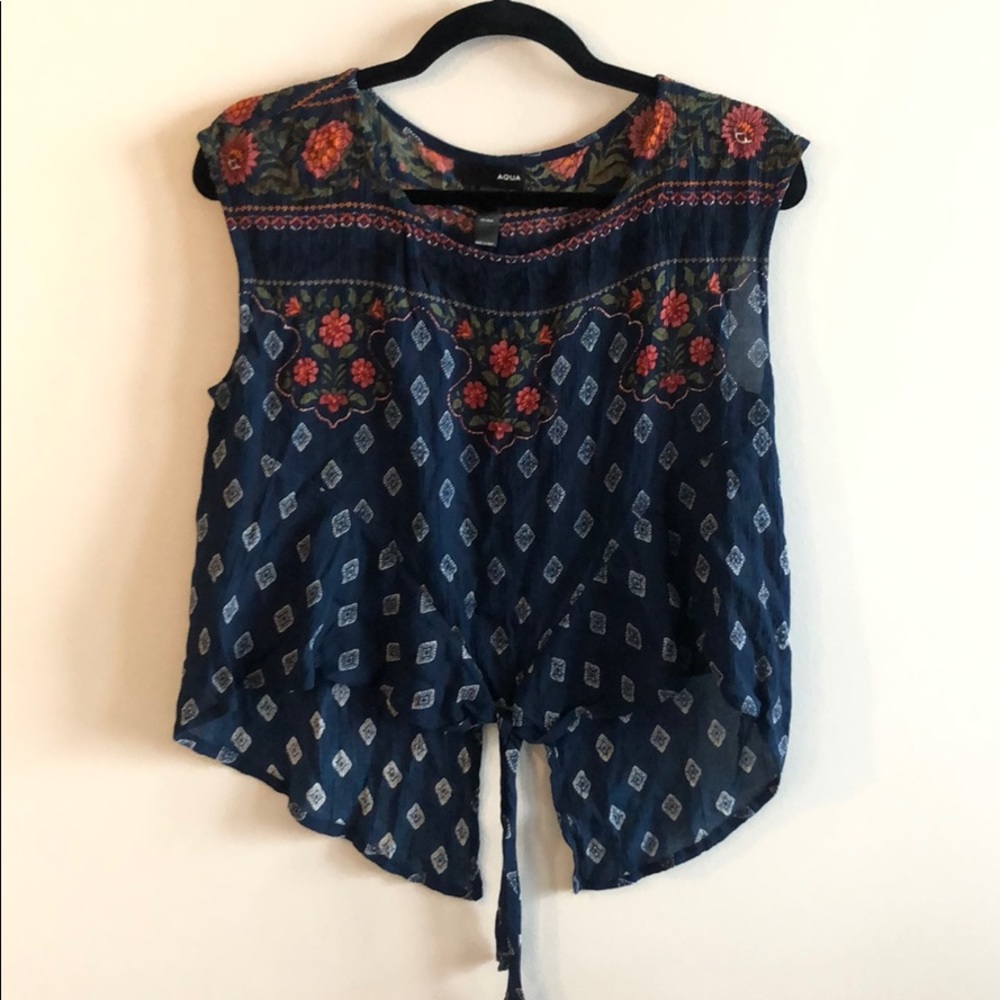 Tie front Aqua blouse